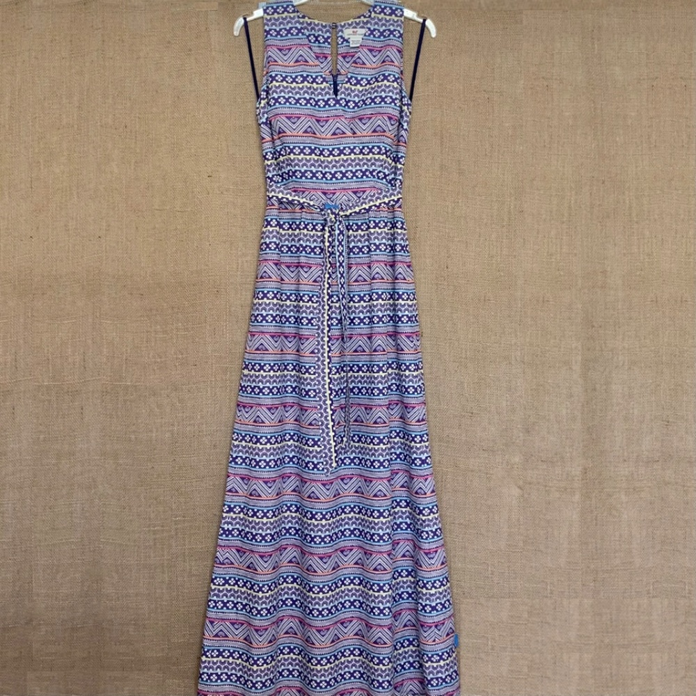 VINEYARD VINES Sleeveless Maxi Dress Pockets Blue White Multicolor Print 2